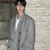 Kim Seok-jin Double breasted Grey Wool Coat