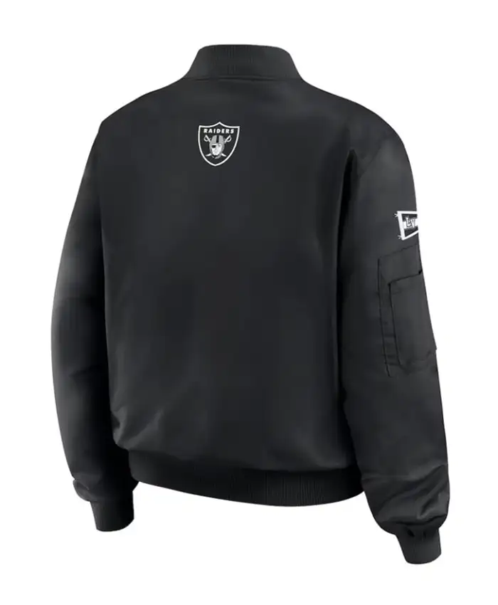 Las Vegas Raiders Black Patch Bomber Jacket Back
