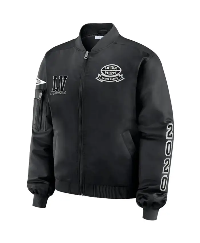 Las Vegas Raiders Black Patch Bomber Jacket Front