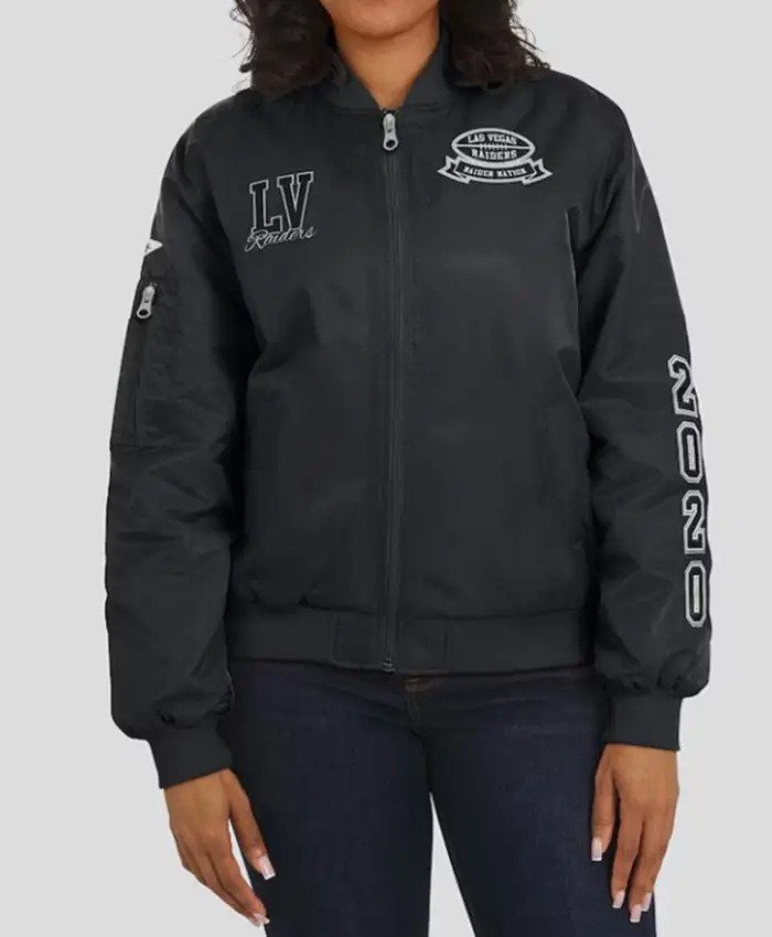 Las Vegas Raiders Black Patch Bomber Jacket