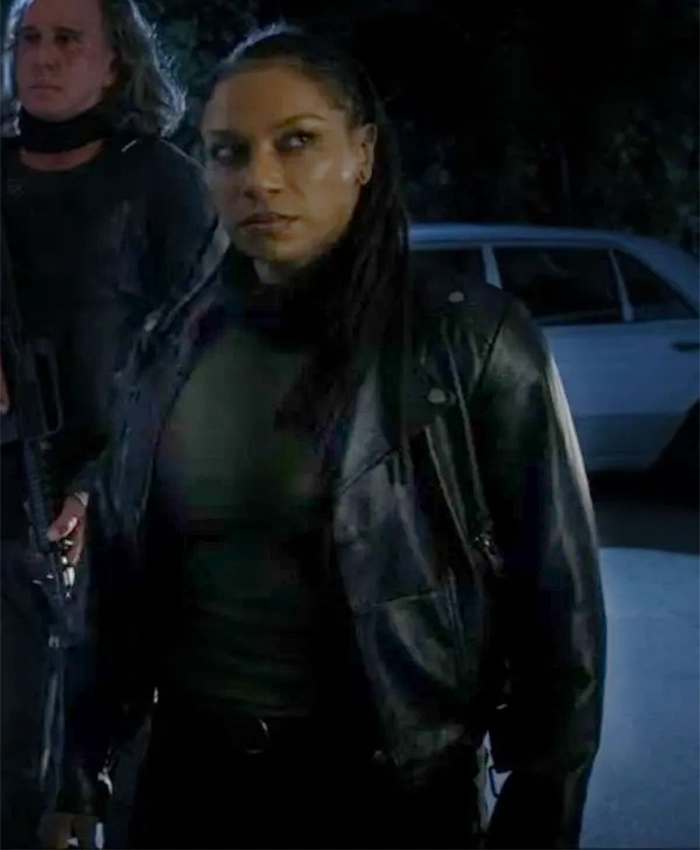 Last Hit Twana Barnett Black Leather Jacket Front