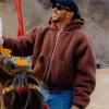 Lewis Hamilton China Brown Sherpa Hooded Jacket For Sale