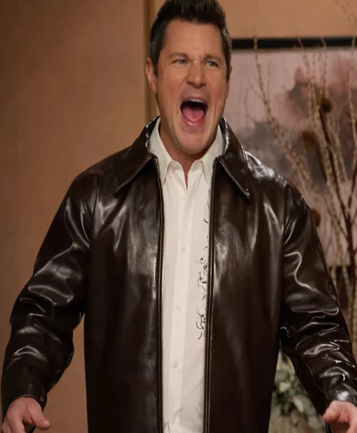 Love is Blind S10 Nick Lachey Brown Leather Jacket