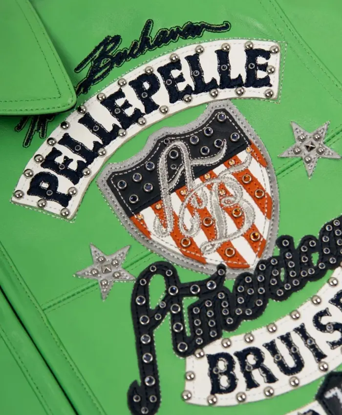 Mens Pelle Pelle American Bruiser Plush Leather Bomber Jacket