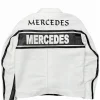 Mercedes Benz White Cowhide Leather Racing Jacket For Men