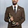 Michael B. Jordan Oscar Party. Brown Suit