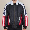 Michael Hoban Vintage USA Flag Leather Jacket