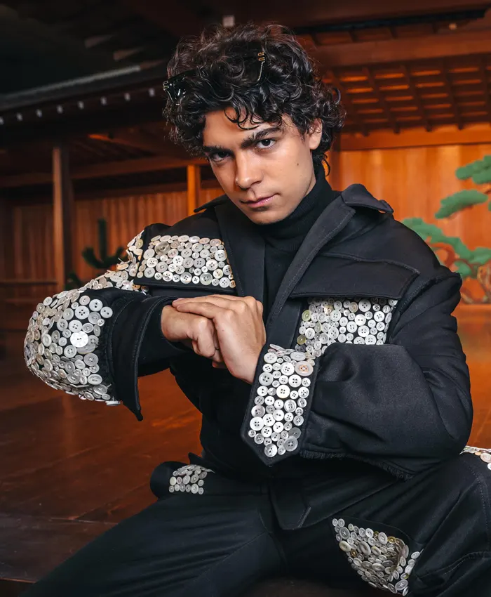 Monkey D. Luffy One Piece Tv Series S02 Inaki Godoy Promotion Black Embellished Buttons Jacket