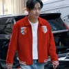 NYC 2026 BTS Kim Taehyung Red Bomber Jacket