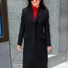 NYC 2026 Lea Michele Black Wool Coat