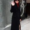 NYC 2026 Lea Michele Black Wool Coat For Sale