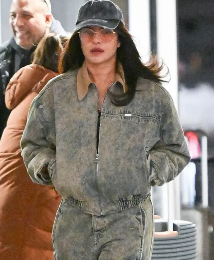 NYC 2026 Priyanka Chopra Denim Bomber Jacket