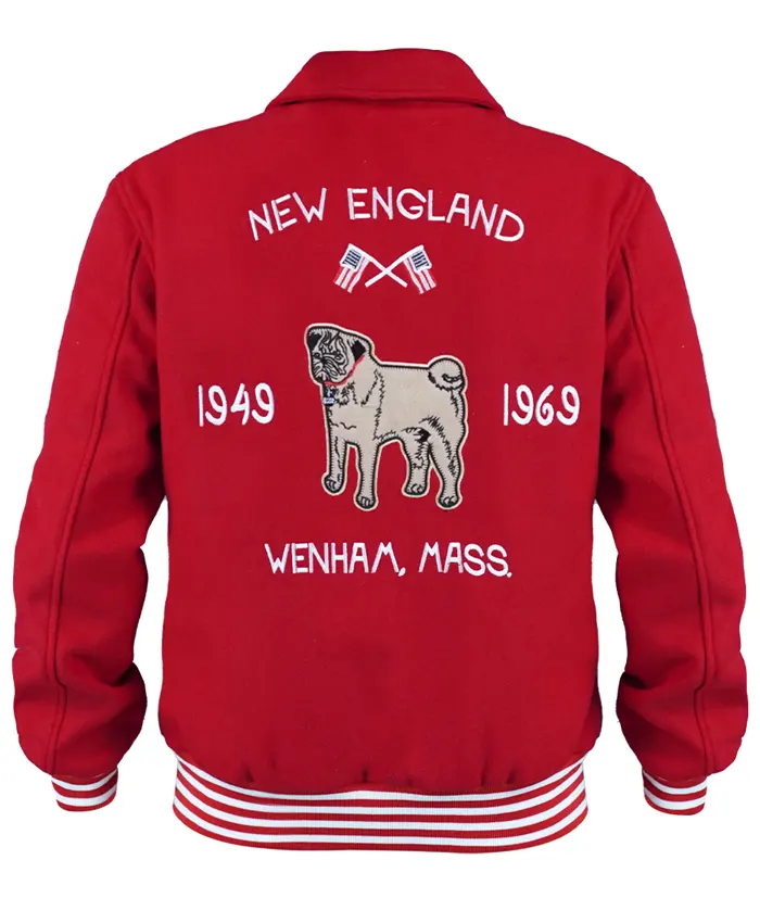 New York City 2026 BTS Kim Taehyung Red Wool Bomber Jacket Back