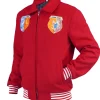 New York City 2026 BTS Kim Taehyung Red Wool Bomber Jacket Left