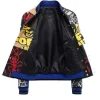 Off White Multipatch Full-Snap Leather Varsity Bomber Jacket