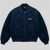 Palace Spring 2026 Hungry Raccoon Zip-Up Varsity Quilted Blue Bomber Jacket
