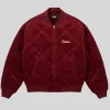 Palace Spring 2026 Hungry Raccoon Zip-Up Varsity Quilted Maroon Bomber Jacket