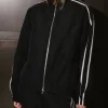 Parke Sport Stripe Black Nylon Jacket Front