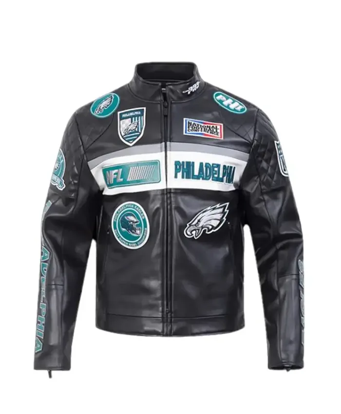 Philadelphia Eagles Black Moto Jacket