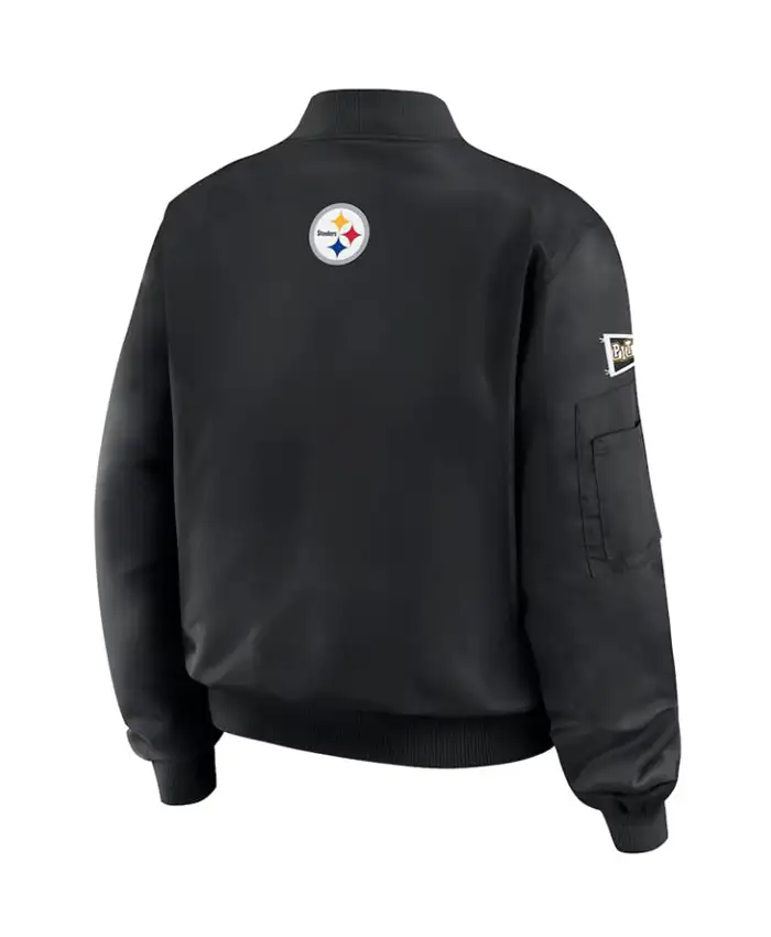 Pittsburgh Steelers Black Patch Bomber Jacket For Sale