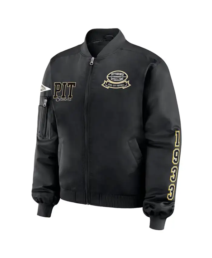 Pittsburgh Steelers Black Patch Bomber Jacket