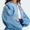 SST Denim Graphic Blue Varsity Bomber Jacket