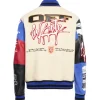 Shop Off White Multipatch Full-Snap Leather Varsity Bomber Jacket