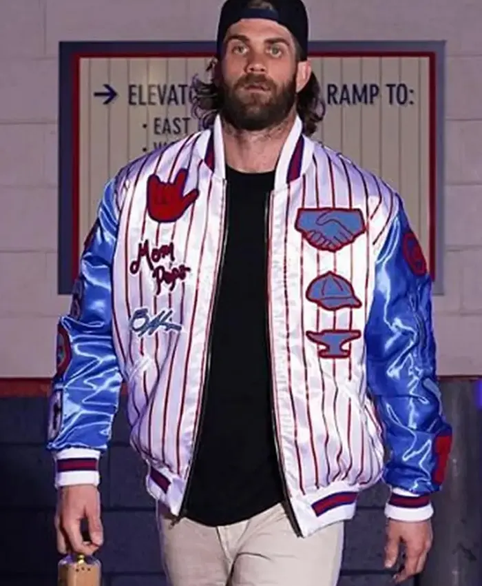 Shop Philadelphia Phillies Bryce Harper Varsity Satin Jacket Foe Men and Women
