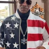 Snoopdogg Winter Olympics 2026 USA Flag Leather Jacket Front