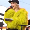 Suki Waterhouse BTS Swimside Event 2026 Yellow Fur Jacket For Sale