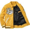 Supreme SS16 Uptown Leather Jacket Yellow Front