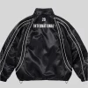 Supreme Satin-Trim Half-Zip Black Jacket