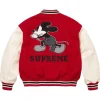 Supreme x Number (N)ine x Mickey Mouse Varsity Jacket Red Back