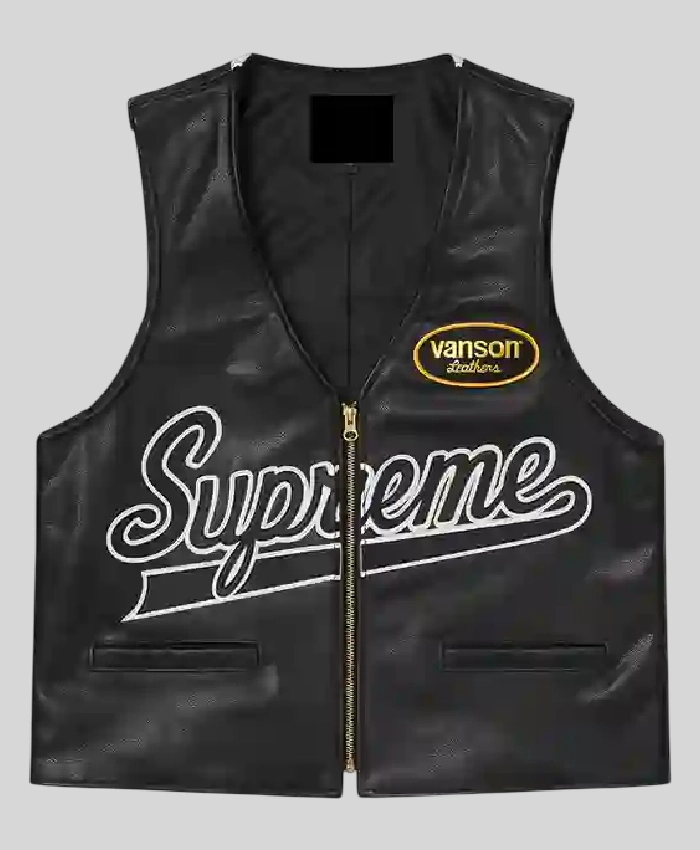 Supreme x Vanson Spider Web Leathers Vest- Black