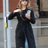 Tate McRae NYC 2026 Black Trench Coat Front