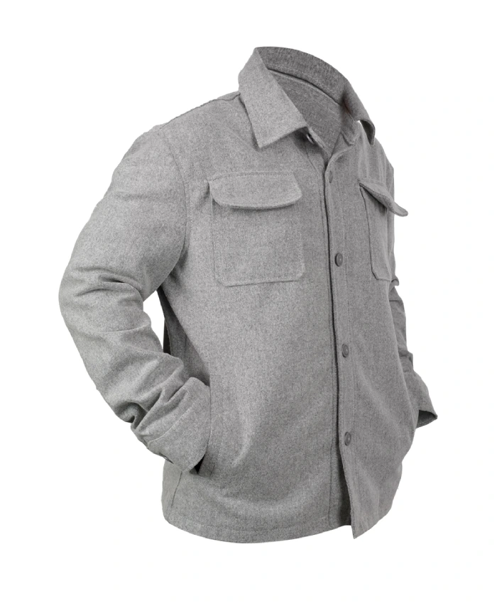 Billy Magnussen grey jacket with shirt style collar
