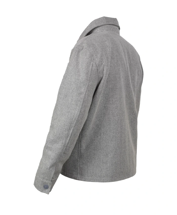 Grey wool jacket with viscose lining and multiple pockets