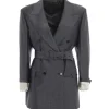 The Beauty S01 Rebecca Hall Grey Belted Blazer For Sale