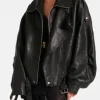 The Madison Beau Garrett Black Leather Jacket Side