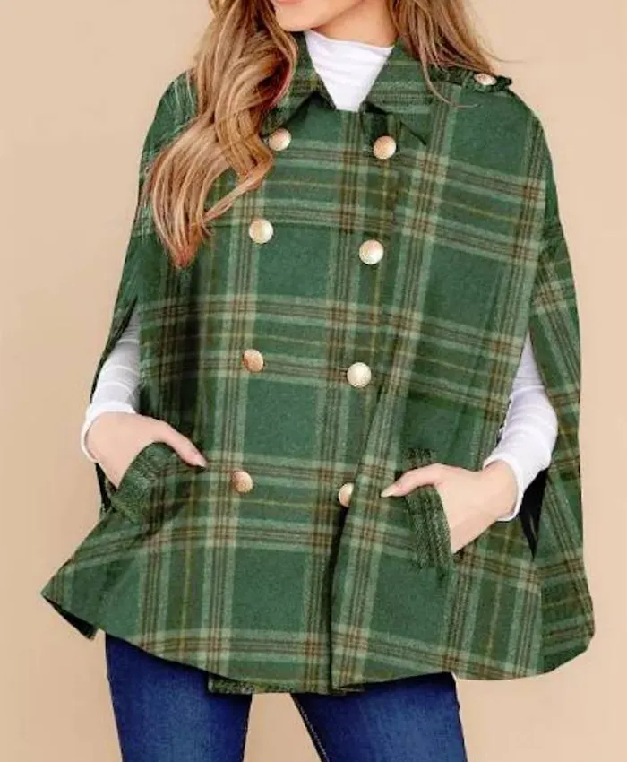 The Traitors US S04 Tara Lipinski Plaid Cape Coat For Sale
