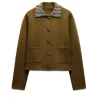 Tina The Neighborhood S08 Tan Sequin Collar Jacket For Sale