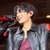 V BTS Swimside Event 2026 Kim Taehyung Vintage Black Leather Jacket