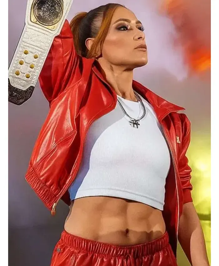 WWE Monday Night RAW Becky Lynch Red Leather Jacket For Sale