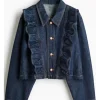 Wild Cards S03 Vanessa Morgan Ruffled Denim Jacket For Sale