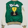 Winning Team Green and Beige Varsity Jacket
