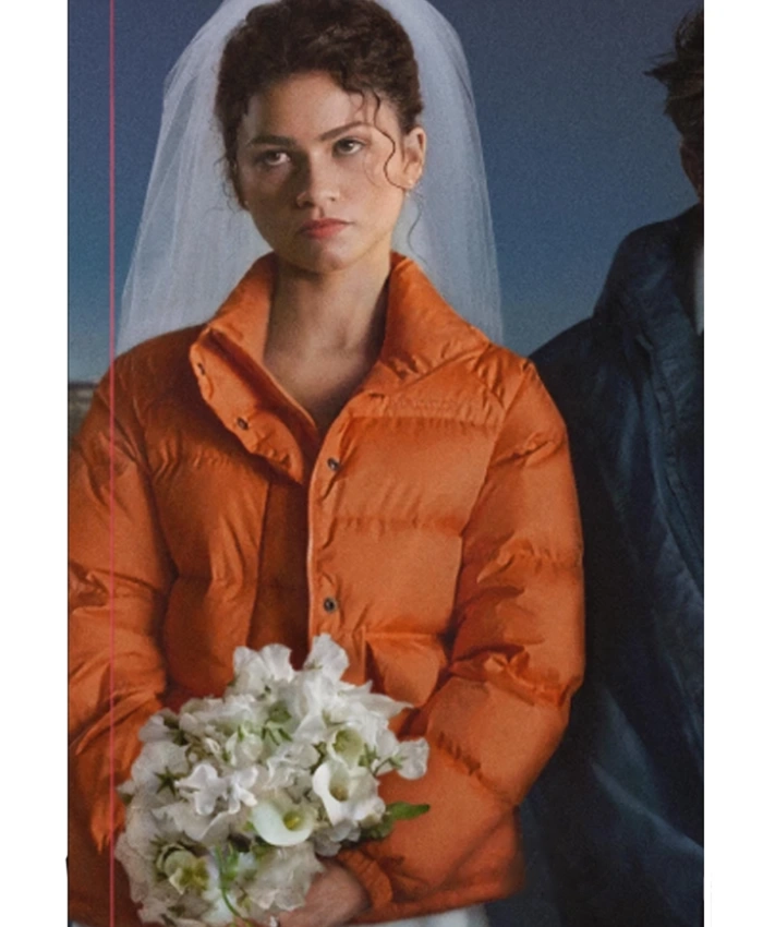 Zendaya The Drama Orange Puffer Jacket