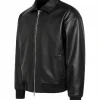 Shop Adidas Premium Essentials Black Leather Bomber Jacket On Sale