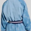 Adidas SST Denim Cropped Blue Varsity Bomber Jacket Back