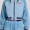 Adidas SST Denim Cropped Blue Varsity Bomber Jacket front