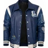 American Idol S24 Lionel Richie Blue Leather Varsity Jacket Front